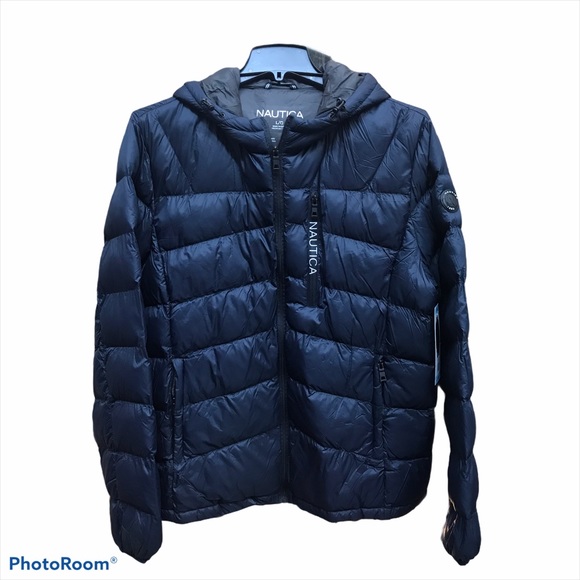 NWT,NAUTICA MENS QUILTED PUFFER HOODIE~DARK NAVY - Picture 4 of 16